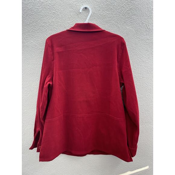 Womens Appleseeds Top Size Large Red Long Sleeve Button Up - Picture 12 of 16